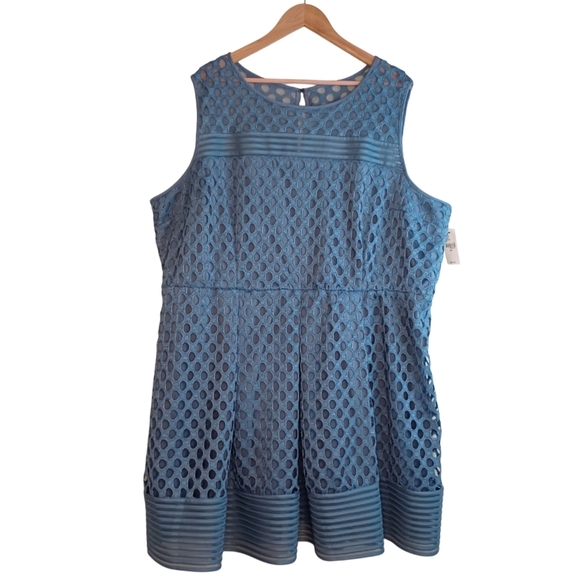 NWT Lane Bryant Sleeveless Geo Lace Mesh Sz 28P Fit & Flare Dress - Picture 5 of 15